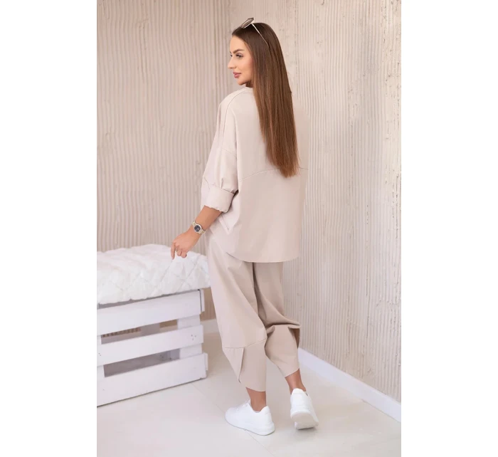 Komplet nových mikinových kalhot Punto béžový Komplet nových mikinových kalhot Punto béžový