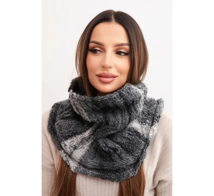 Komin dámský vlněný šátek zimní grafitový model 21860888 - K-Fashion
