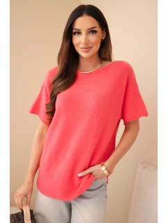 Svetr dámský s krátkým rukávem volného střihu model 22010168 - K-Fashion