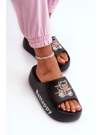 Lehké Dámské Žabky na Hrubé Podrážce s Medvídkem Pianové Černé Serefina Lehké Dámské Žabky na Hrubé Podrážce s Medvídkem Pianové Černé Serefina