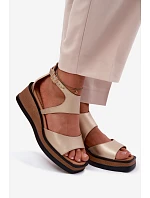 Kožené sandály na platformě Maciejka K7471-26 Zlaté