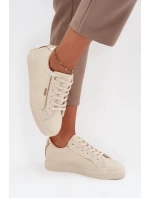 Dámské tenisky z ECO kůže Big Star – béžové/zlaté Dámské tenisky z ECO kůže Big Star – béžové/zlaté