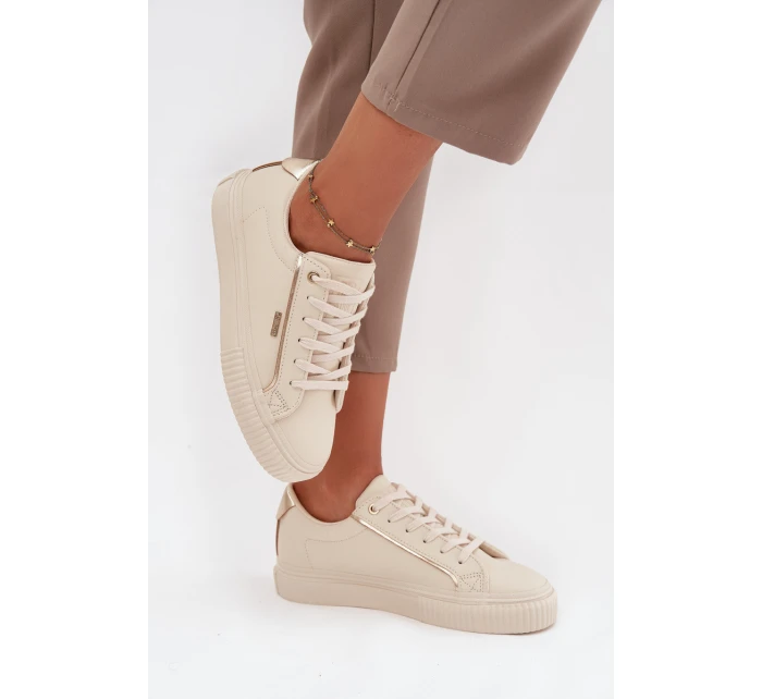 Dámské tenisky z ECO kůže Big Star – béžové/zlaté Dámské tenisky z ECO kůže Big Star – béžové/zlaté