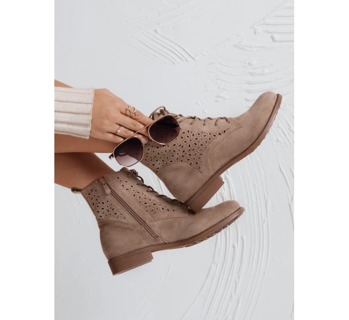Dámské béžové ažurové boty FashionStreet ZY1045