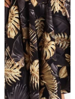 Černé midi šaty s  dílem a spodní částí zlaté listy model 21935869 - numoco