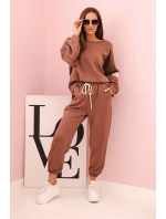 Komplet mikina + kalhoty model 21234215 hnědá - K-Fashion Komplet mikina + kalhoty model 21234215 hnědá - K-Fashion