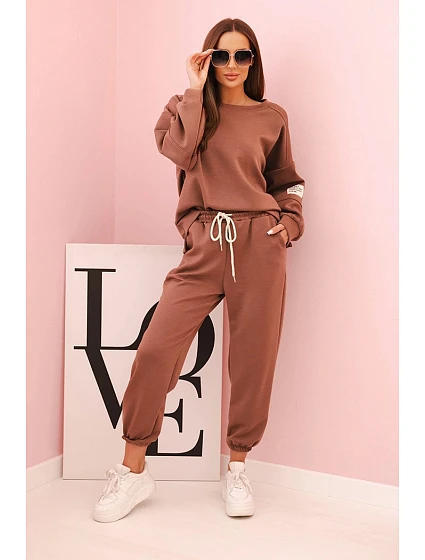 Komplet mikina + kalhoty model 22018644 hnědá - K-Fashion