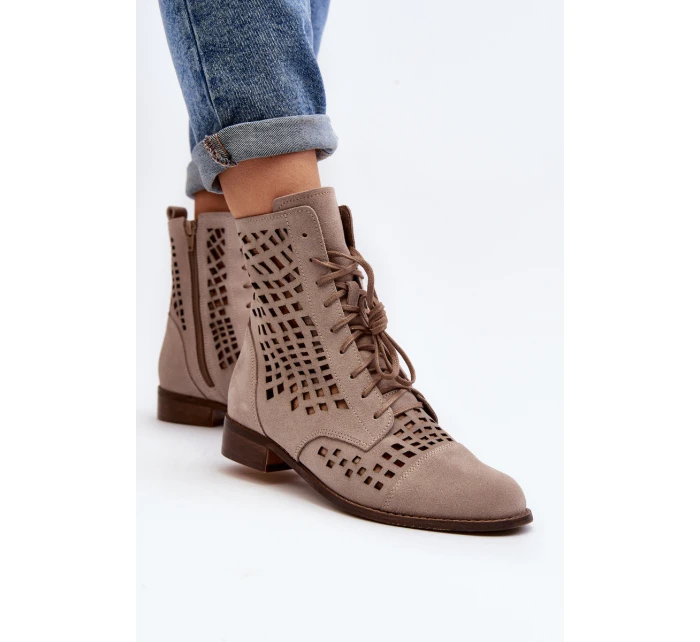 Průsvitné kožené botky Zazoo 2627 Beige