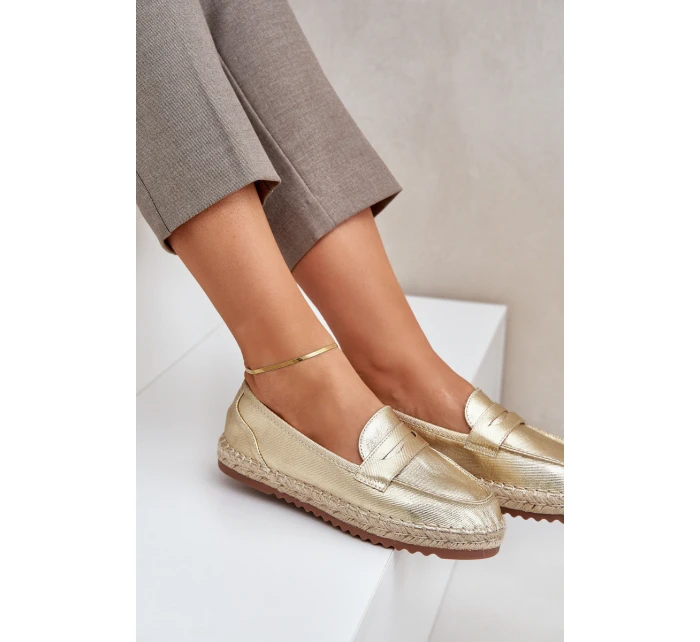 Dámské espadrilky s  na ploché podrážce zlaté model 21683655 - Boto