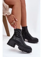 Dámské kotníkové boty na masivním podpatku s platformou Elvianne – černé, eko kůže Dámské kotníkové boty na masivním podpatku s platformou Elvianne – černé, eko kůže
