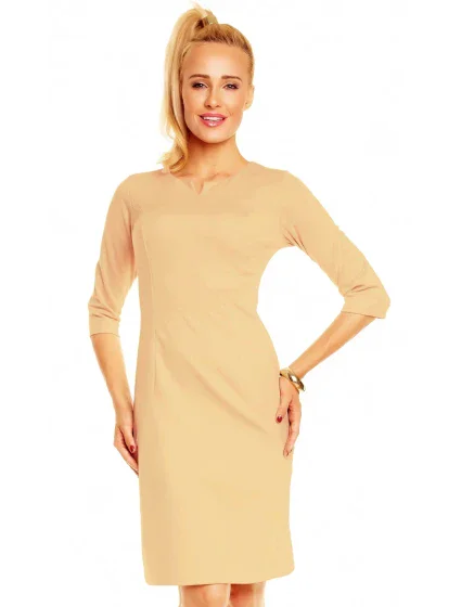 Dámské značkové šaty  s 3/4 rukávem středně dlouhé béžové Béžová model 15042389 - LENTAL