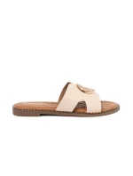 Výborné  nazouváky dámské Jasnobeżowy na plochém podpatku