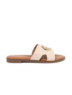 Výborné  nazouváky dámské Jasnobeżowy na plochém podpatku