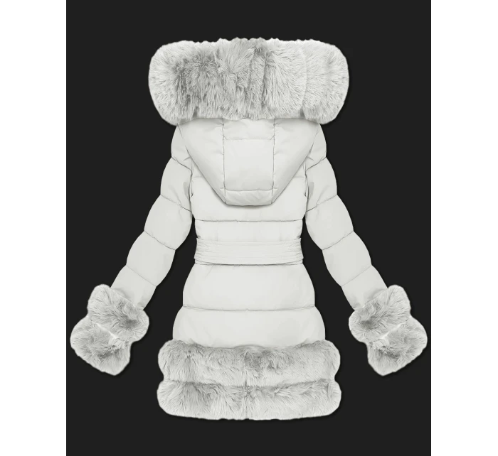 Světle béžová elegantní bunda pro přechodné období s kožešinou S'West (B8526-26)