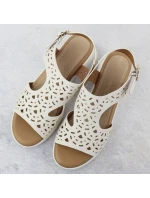 Dámské vyvýšené krémové ažurové sandály Sergio Leone SK-850 Dámské vyvýšené krémové ažurové sandály Sergio Leone SK-850