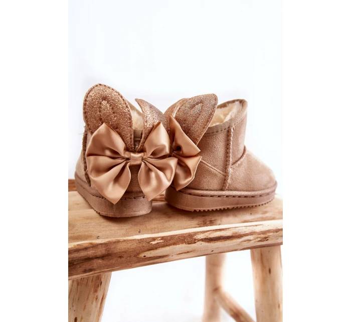 Dívčí teplé sněhule s mašlemi Béžove model 21597291 - Boto Dívčí teplé sněhule s mašlemi Béžove model 21597291 - Boto