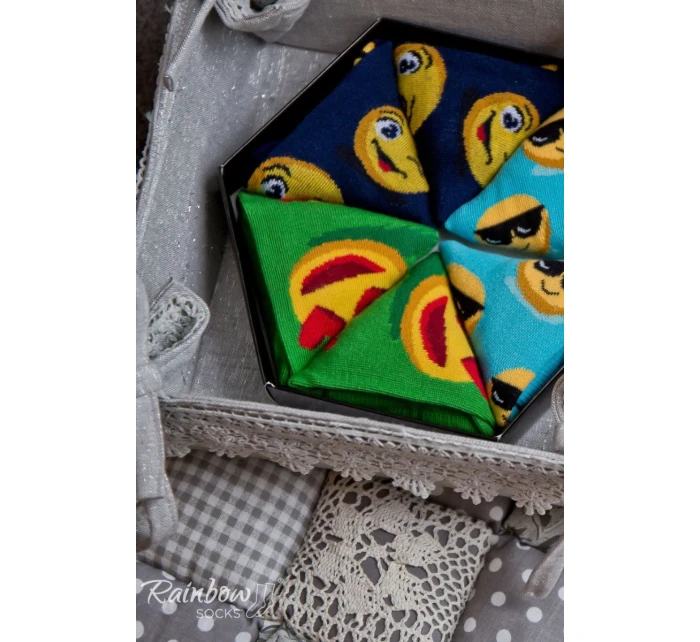 Duhové Ponožky Emotikony Brainy Smiley Lover 3 Páry