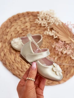 Dětské balerínky se suchým zipem s ozdobou zlaté model 21654186 - EVENTO