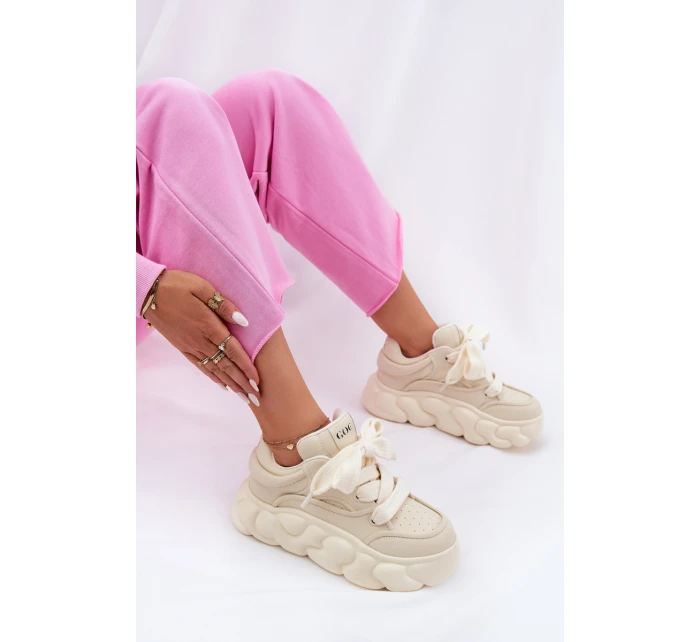 Dámské Kožené Tenisky Na Masivní Platformě GOE RR2N4043 Béžové