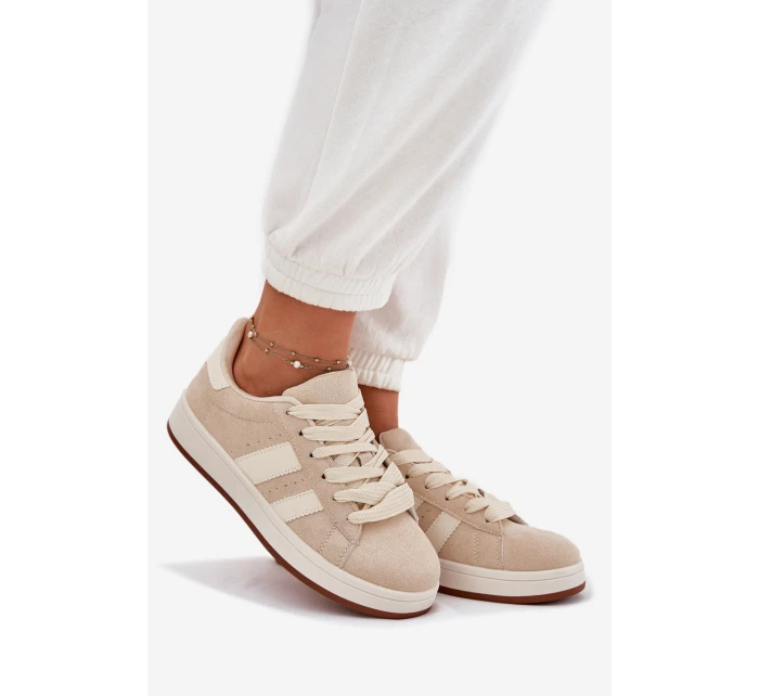 Dámské Tenisky Z Eko Semiše Béžové model 21696842 - EVENTO Dámské Tenisky Z Eko Semiše Béžové model 21696842 - EVENTO