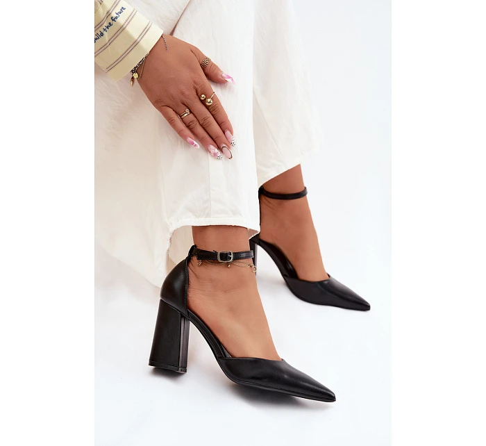 Lodičky na podpatku z imitace kůže Černé model 22122778 - Boto