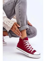 Dámské Klasické Vysoké Tenisky Bordó Remos Dámské Klasické Vysoké Tenisky Bordó Remos