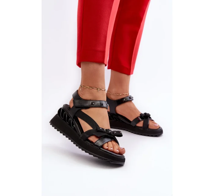 Dámské sandály s mašlí D&A černá Dámské sandály s mašlí D&A černá