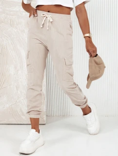 Dámské pruhované kalhoty CHICCORD beige FashionStreet UY2174