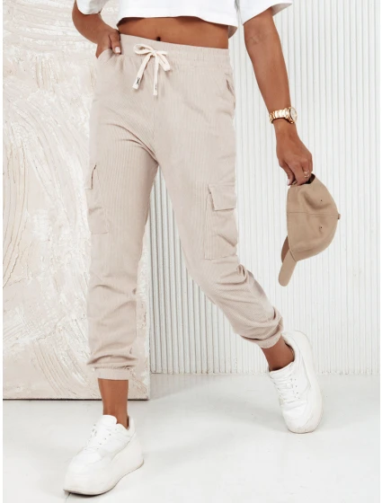 Dámské pruhované kalhoty CHICCORD beige FashionStreet UY2174