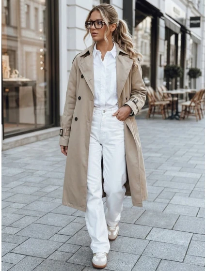 FashionStreet dámský dvouřadový béžový trenčkot TY5352
