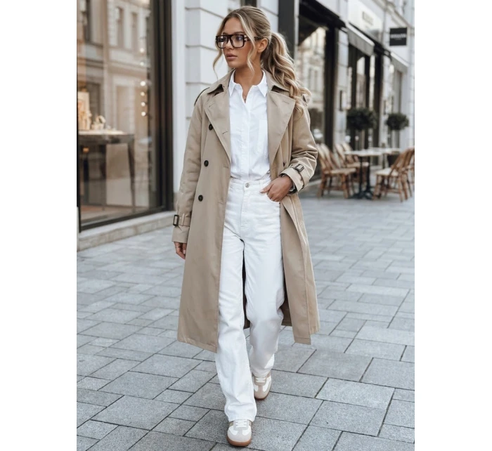 FashionStreet dámský dvouřadový béžový trenčkot TY5352