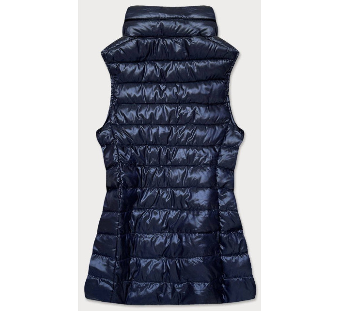 Tmavě modrá prošívaná dámská vesta (7002)