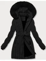 Černá dámská zimní bunda s ozdobným prošíváním model 21248265 - S'WEST Černá dámská zimní bunda s ozdobným prošíváním model 21248265 - S'WEST