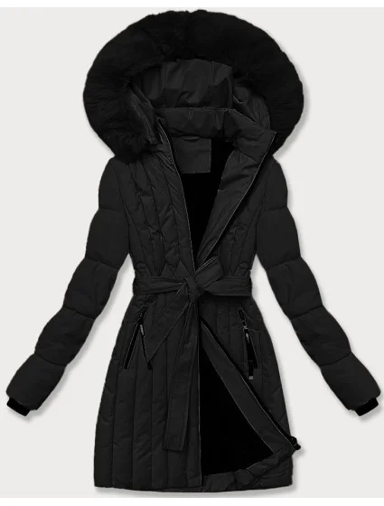 Černá dámská zimní bunda s ozdobným prošíváním model 21248265 - S'WEST Černá dámská zimní bunda s ozdobným prošíváním model 21248265 - S'WEST