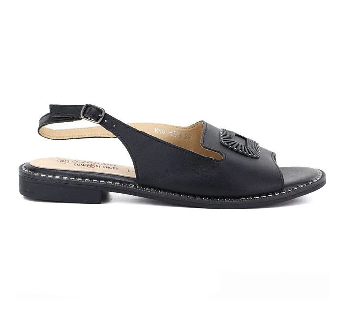 Dámské černé kožené sandály S.Barski KV61-6076