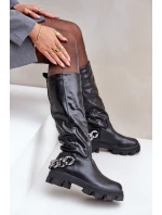 Kozačky Na Plochém Podpatku S Černé model 21680857 - Boto