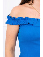 Šaty na ramena s řasením fialovo-modré