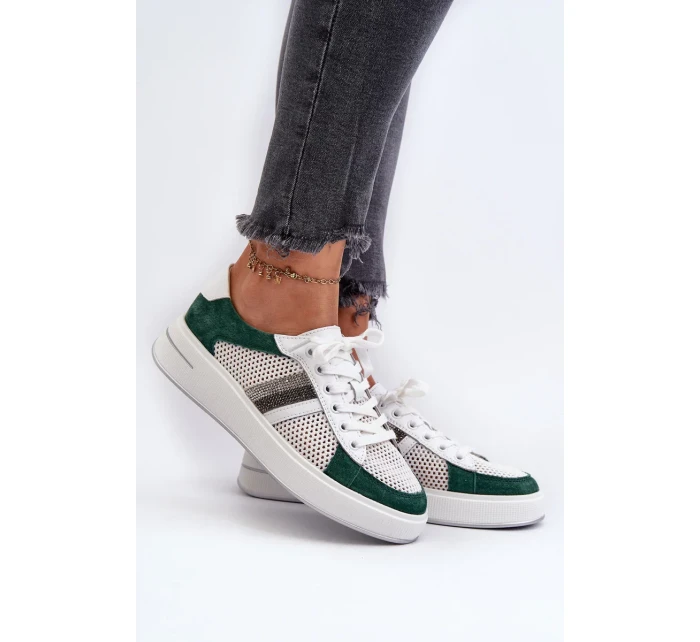 Dámské kožené tenisky D&A zeleno-bílé Dámské kožené tenisky D&A zeleno-bílé