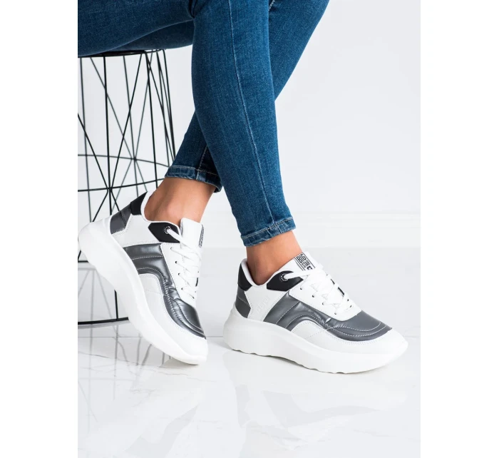 Trendy  tenisky dámské bílé bez podpatku