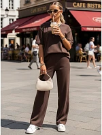 komplet damski z krótkim rękawem brązowy model 22194536 - FashionStreet