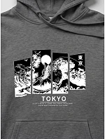 Pánská mikina s kapucí a potiskem TOKYO, tmavě šedá, FashionStreet NX5146BX