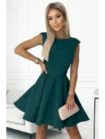 442-1 Rozšířené šaty s malými rukávy - BOTTLE GREEN
