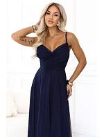 maxi šaty na ramínka s výstřihem do V – tmavě modré model 22269162 - numoco basic