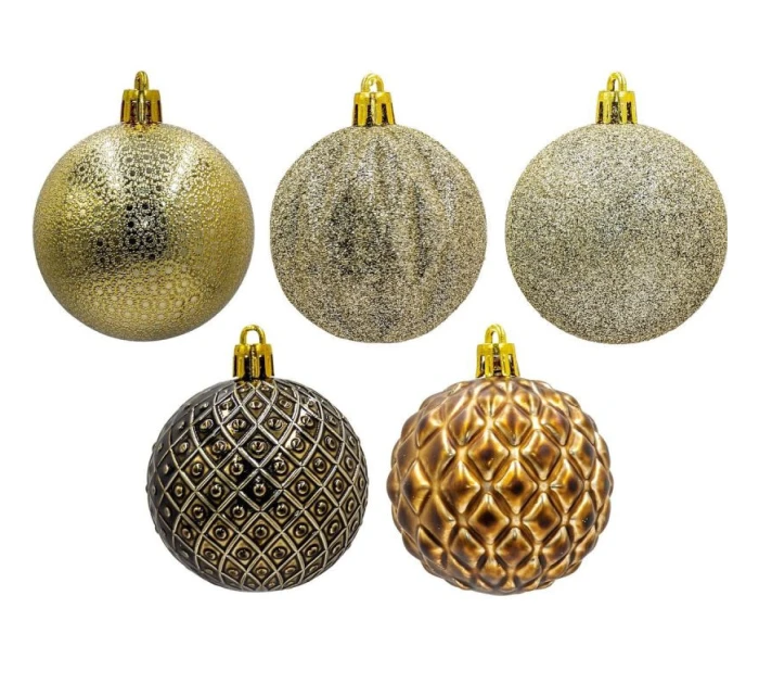 DEKORATIVNÍ PLASTOVÉ CETKY 6CM SADA 35 KS JANTAR