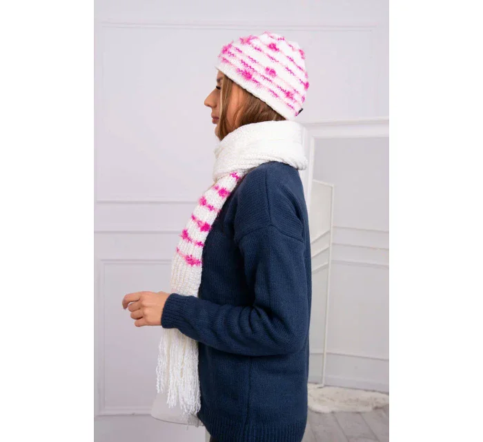 Dámská souprava se šátkem Anika K304 ecru+fuchsia Dámská souprava se šátkem Anika K304 ecru+fuchsia