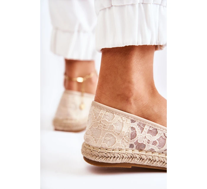 Klasické dámské espadrilky prolamované béžové model 21588402 - S.Barski