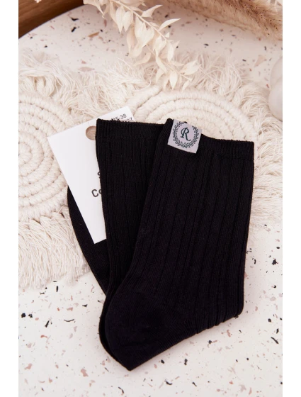 Bavlněné ponožky pruhované dámské černé