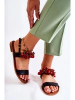 Módní sandály s korálky Černá Hally Módní sandály s korálky Černá Hally