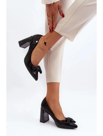 Lodičky na vysokém podpatku s mašlí, černá Ariemessa Lodičky na vysokém podpatku s mašlí, černá Ariemessa