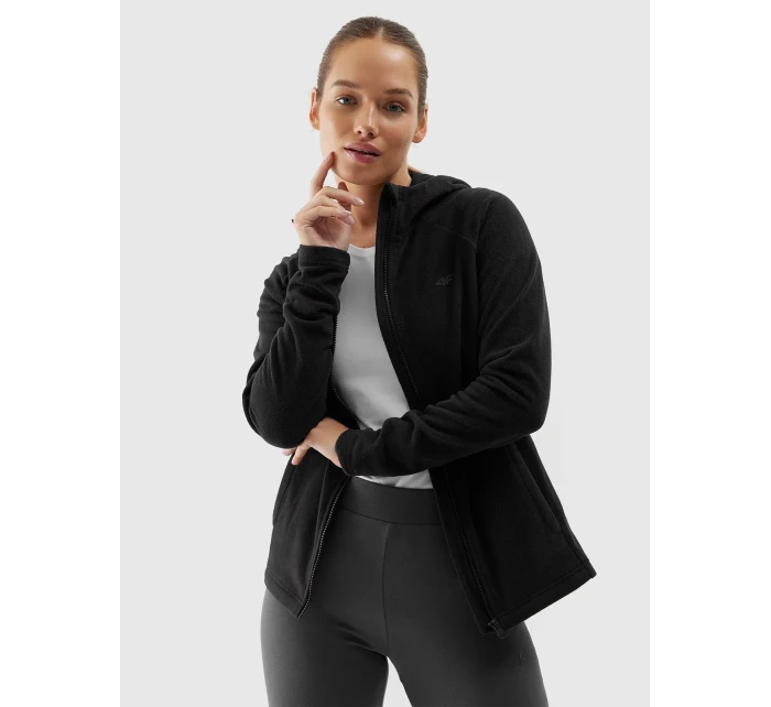 Dámský fleece regular s kapucí 4F - černý Dámský fleece regular s kapucí 4F - černý